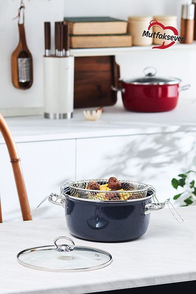 Karaca Mutfakaksever Induction Based Enamel Frying Pot 22 Cm Anthracite