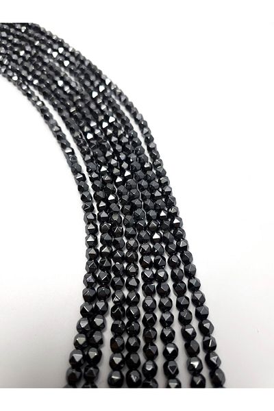 Yüksel Boncuk 6 Mm Anthracite Hematite - Prism Cut Natural Stone Array