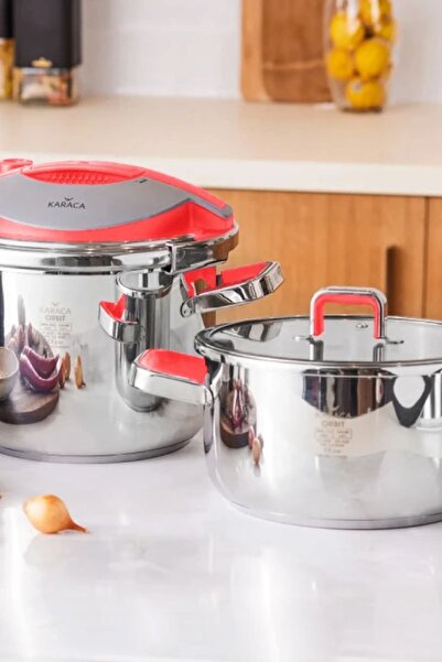 Karaca Orbit 2'li Kırmızı Düdüklü Tencere Seti 4 + 6 Litre