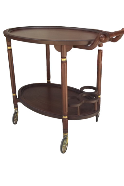 BENGİ TİCARET Servis Araba 17968 Küçük TEKER Model Kayın İnce ayak Natüre Ceviz Boya El Yapım