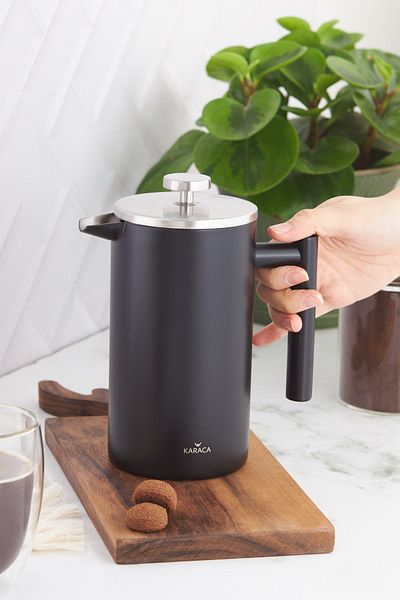 Karaca Double Wall Matte Black French Press 1000 ml