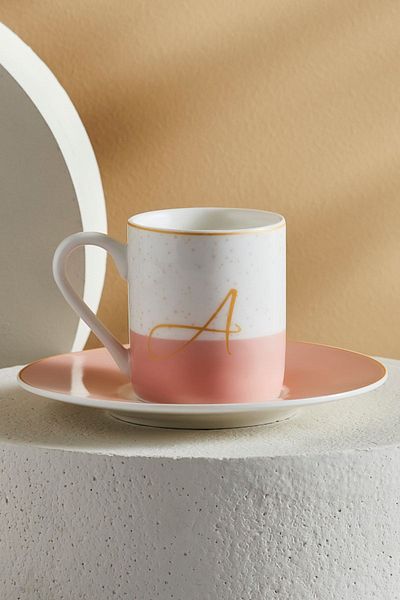 Karaca Single Porcelain Coffee Cup with Letter A 100 ml