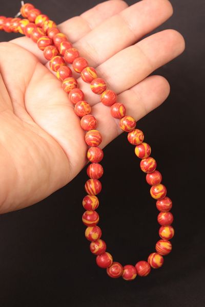 CessNova 8 Mm Red Oriental Turquoise Natural Stone String - Certified (1 Piece)