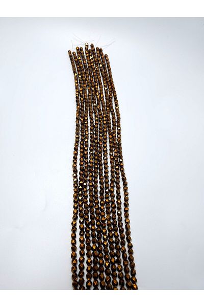 Yüksel Boncuk 6 Mm Bronze Hematite Stone - Hexagonal Prism Cut Natural Stone String