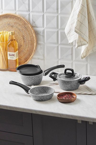 Karaca Bio Granite Gray Stone Mini 5 Piece Cookware Set