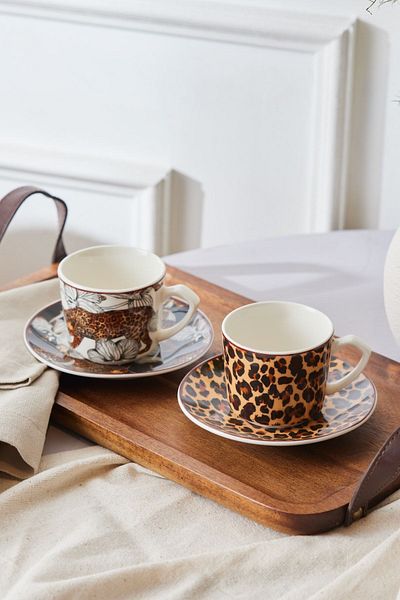 Karaca Tiger Coffee Cup Set for 2 People 80 Ml
