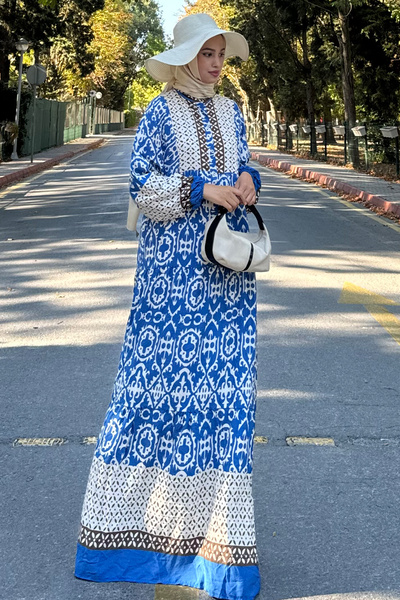 QLAY Μπλε oversized Βισκόζη Καλοκαιρινό Γυναικείο Φόρεμα