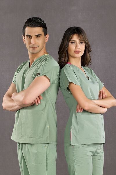 ÇİZGİ MEDİKAL Dr. Greys Model Lycra Mint Green Costum chirurgical |   Uniform...