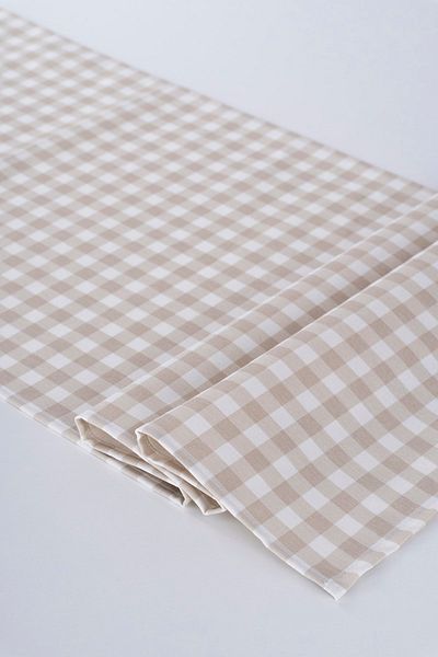 ALTINPAMUK Λινό Runner Stain Resistant Ύφασμα Gingham Beige 40x140