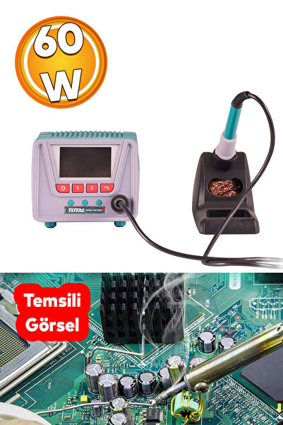 TOTAL Elektrikli İstasyonlu Tablalı Dijital Devir Ayarlı Havya Kalem Lehim Makinası 60 W TET160923