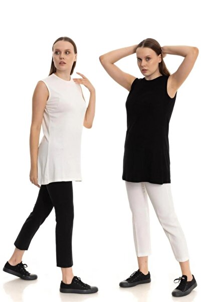 Swana Lenjerie de corp din bumbac pieptănat dublu alb-negru