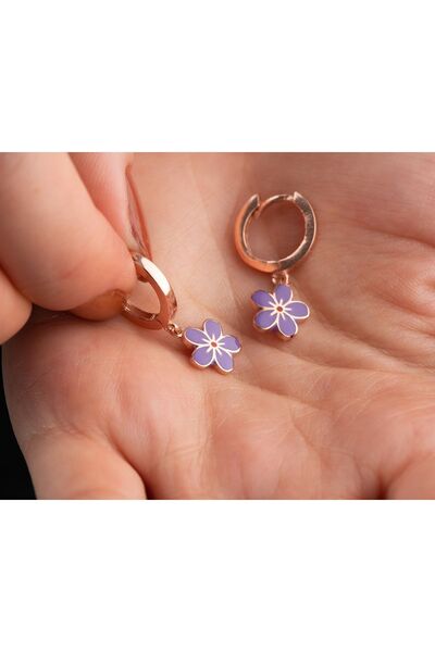 Silvano Jewelry 925 Ayar Rose Mineli Çocuk Küpesi