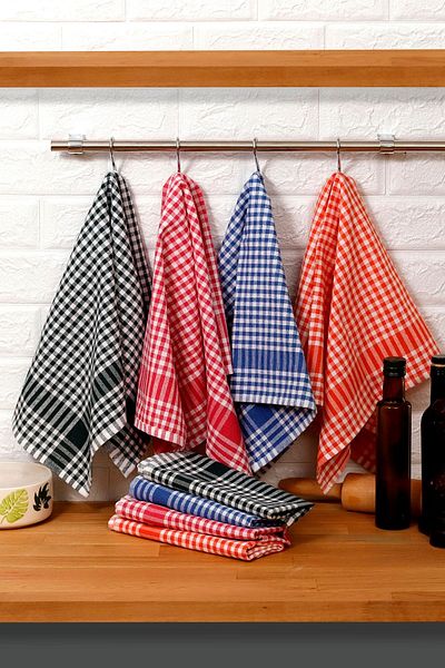 kozavitrin 8 Pieces Gingham Dish Kitchen Drying Cloth - 50X70 cm