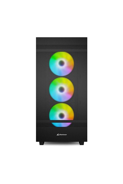 SHARKOON علبة كمبيوتر REBEL C50 باللون الأسود RGB ATX