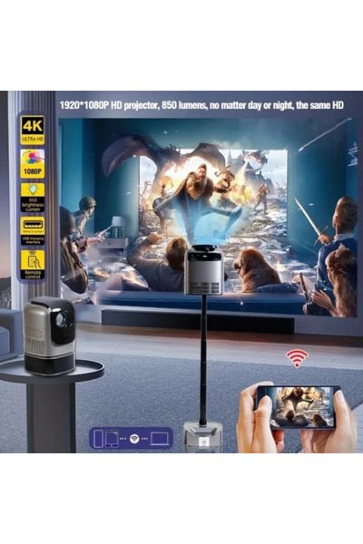 XINMENG Taşınabilir Sinema Projektörü Dahili Hoparlör 1920 * 1080P Ev Sineması Bluetooth Android 11 Akıllı P