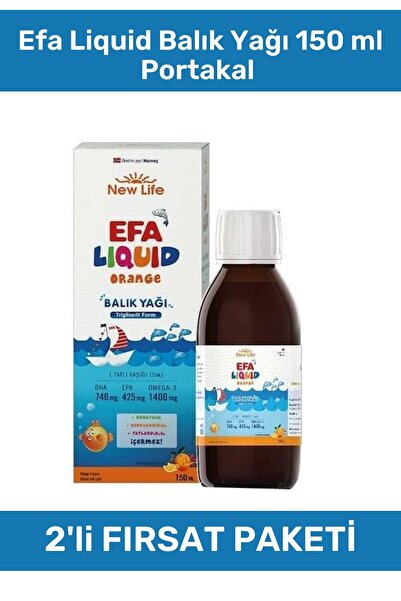 New Life Efa Liquid Balık Yağı 150 Ml Portakal 2'li Set