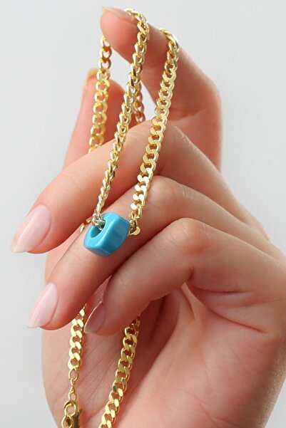 Silvano Jewelry 925 Ayar Gümüş Mavi Boncuklu Gurmet Zincir Kolye