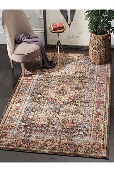 G&C HOME Vintage Desen Dijital Baskı Yıkanabilir Kaymaz Taban Salon Mutfak Balkon Halısı Yolluk