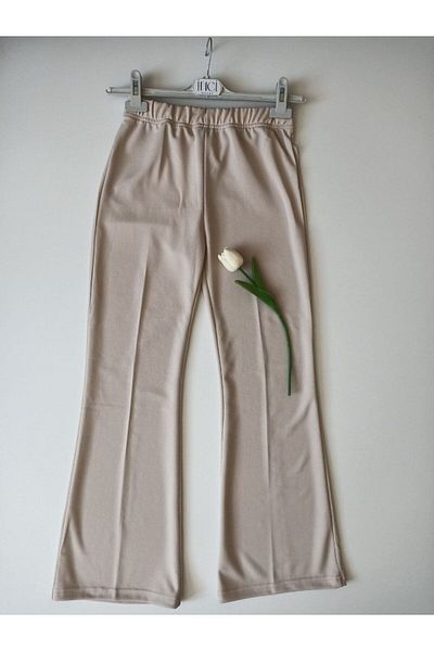 Butik Flared Leg Crepe Trousers-050-Beige