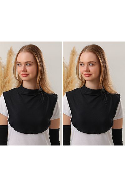 Melodi Scarf Μαύρο Hijab Γυναικείο Γιακά Λαιμού - 2 Τεμάχια