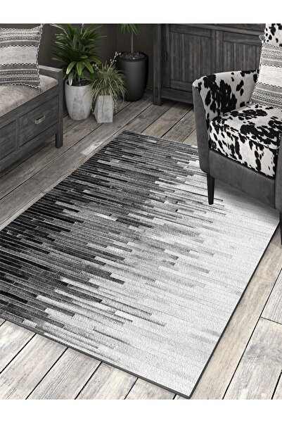 G&C HOME Çizgili Desen Dijital Baskı Yıkanabilir Kaymaz Taban Ince Salon Mutf...