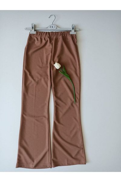 Butik Flared Crepe Trousers-050-Camel