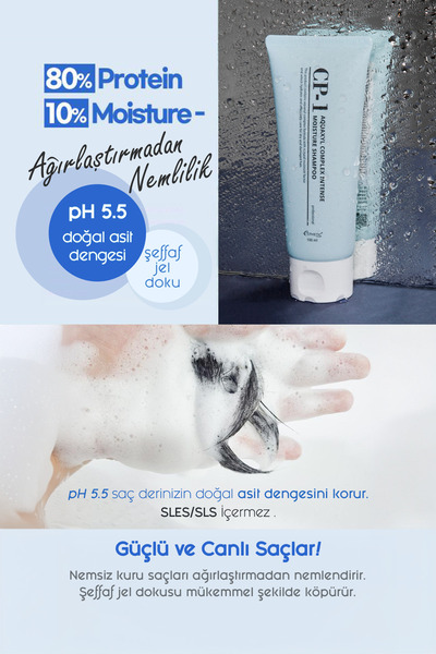 ESTHETIC HOUSE CP-1 Kuru ve Hasarlı Saçlar İçin Yoğun Nemlendirici Şampuan Aquaxyl Complex Intense Shampoo 100ml