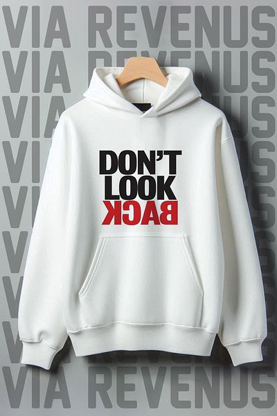 Vordevia Dont Look Back Printed - 3 Thread Kangaroo Pocket, Oversize Hooded Sweatshirt