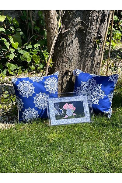 lamoonhome وسادة بنمط البلاط العثماني العرقي - غطاء وسادة مكون من قطعتين