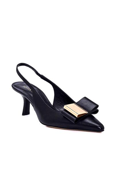 Sofia Baldi Black Leather Women's Stiletto - Searl Evening Dress