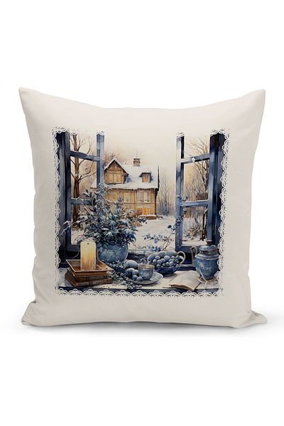 Bertille Home Πρωτοχρονιάτικη Σειρά Διπλής Όψης Ψηφιακή Εκτύπωση Μαξιλαροθήκη Ριχτάρι (Χριστουγεννιάτικο Χριστουγεννιάτικο κάλυμμα μαξιλαριού)