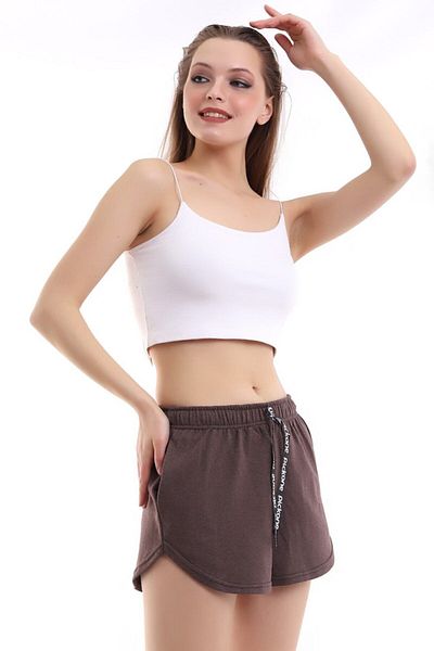 kozzy Brown Women's Sports Daily Comfortable Cut Mini Shorts