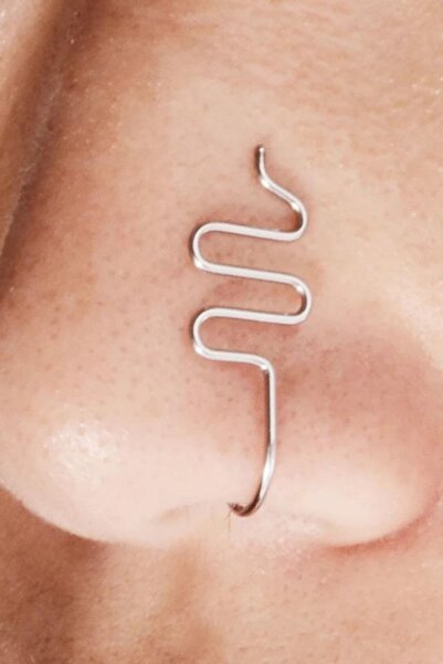 Jaida Moda Unisex Gümüş Cerrahi Çelik Yılan Figürlü Sıkıştırmalı Hızma