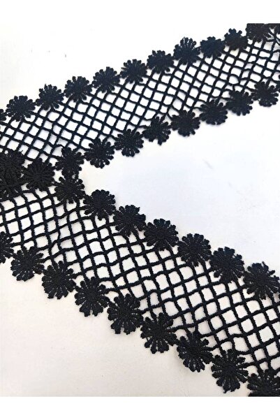 FASHİON DANTEL Black Polyester Guipure Scallop - 9 cm Width