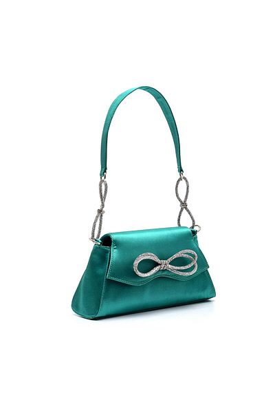 Sofia Baldi Green Satin Women's Bag - Soleil