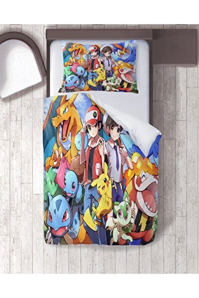 Home Duvet Cover Home Single Size Pokemon Pattern 3D Bedding Set