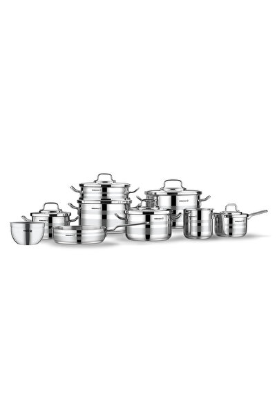 KORKMAZ طقم أواني طهي ستانلس ستيل مكون من 15 قطعة من أسترون