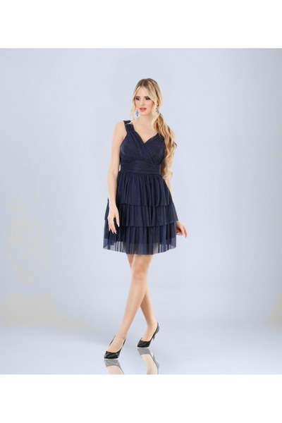 OTHERONE Katlı Etek Simli Tül Abiye