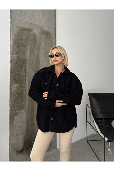 AFROGİYİM Oversize γυναικείο Teddy πουκάμισο