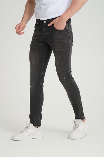 OneZero Smoked Men Skinny Fit Jeans - Destroy Nail με κουμπιά και νύχια