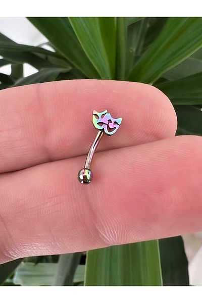 Karınca Piercing Rainbow Color Theater Mask Forward Helix Rook Ear Eyebrow Piercing Surgical Steel