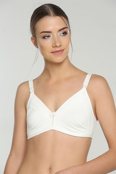 Momslab Women's White Organic Combed Cotton Nursing Bra