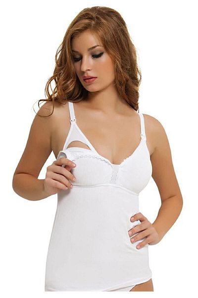 Momslab Women's White Breastfeeding Undershirt