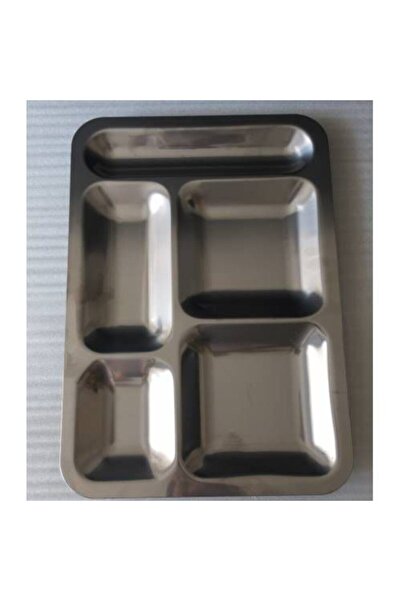 mobilreyon - Yemek Tabldot Paslanmaz Krom - Tabildot Yemekhane Tepsisi - Metal Servis Tabağı - 430 Malzeme