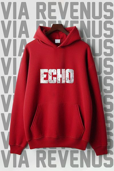 Vordevia ECHO Printed - 3-прежда суитшърт с качулка и джоб „кенгуру“, голям размер