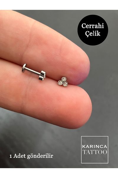 Karınca Piercing Three-Stone Piercing Flat Conch Forward Helix Cartilage Nostril Nose Tragus Piercing Earrings