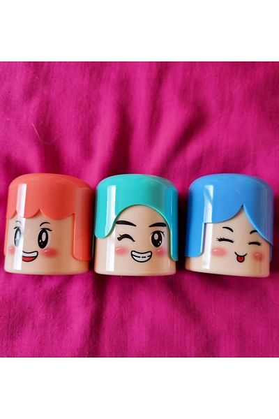 Modellino Colorful Headed Face Emoji Double Cylinder Pencil Sharpener - 1 Piece Blue