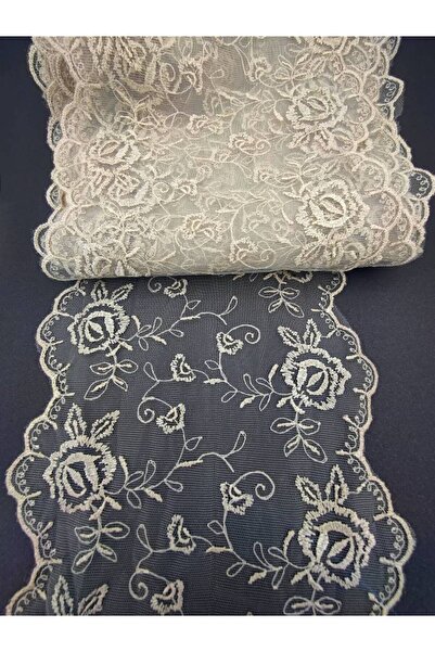 FASHİON DANTEL POLYESTER GÜPÜR DANTEL TÜL ÜZERİ FİSTO 20 CM EN ARA DESEN