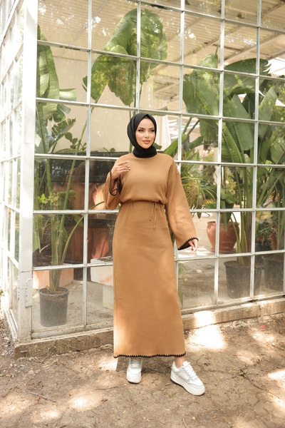 Zaure Women's Hijab Lace-Up Knitwear Dress