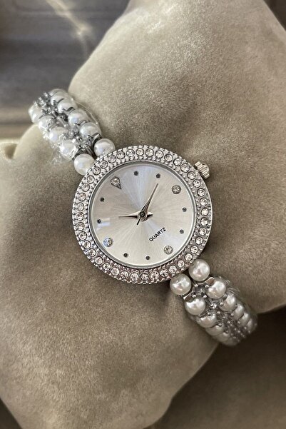 Leerybee Özel Kutulu İnci ve Taşlı Model Minimal Kadın Kol Saati Arkadaşa Sev...